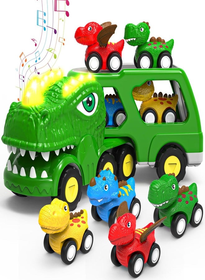 AUTGA Dinosaur Toys for 1 2 3 4 5 Year Old Boy, Dinosaur Trucks for Toddlers 2-4 Years with 4 Small Pull Back Dino Cars, Kids Christmas Birthday Gifts for Boys - Image 1